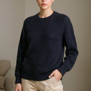 NWOT Micheal Kors Black Extra Thick Ribbed Knit Crew Neck Sweater Size S